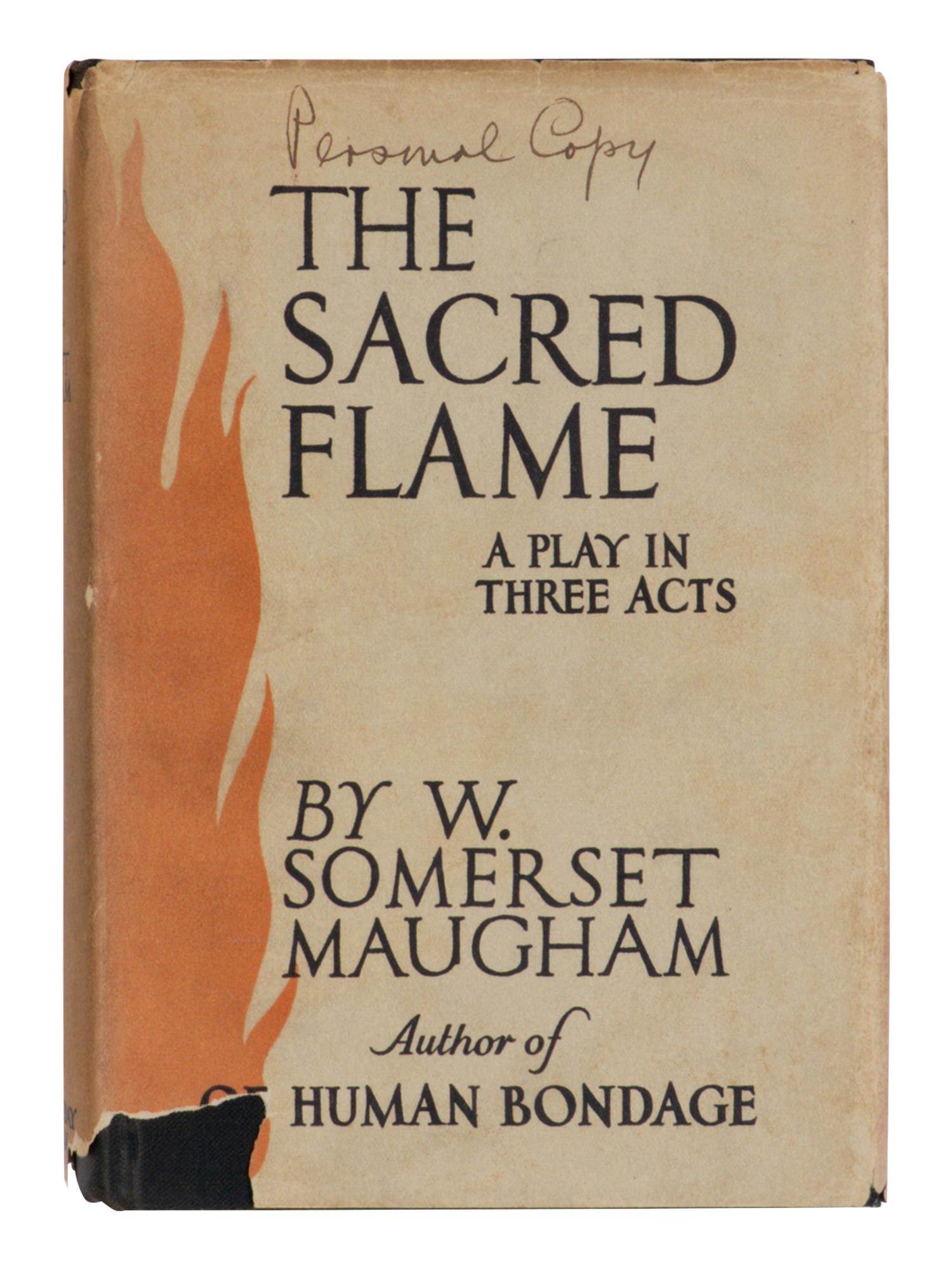 Maugham, W. Somerset (1874-1965). The Sacred Flame . Garden City, NY: Doubleday, Doran & Company, 1928.