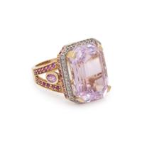 KUNZITE, DIAMOND AND PINK SAPPHIRE RING