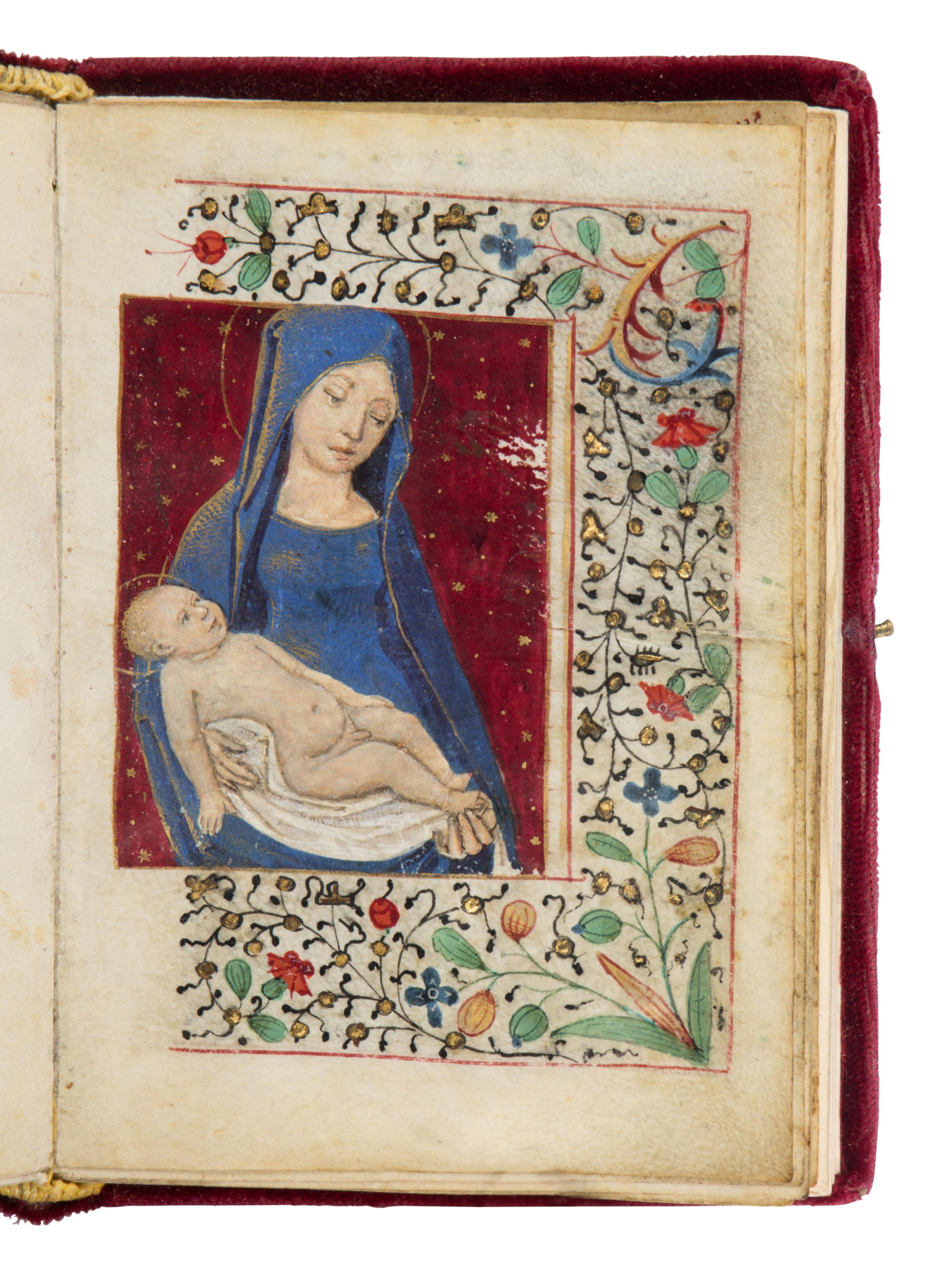 CIRCLE OF THE MASTER OF THE VIENNA ROMAN DE LA ROSE (JEAN HORTART) (Lyon, active 1412–1463) with a follower of the MASTER OF GUILLAUME LAMBERT (Lyon, active c. 1475–1500) Book of Hours (fragment), in Latin, illuminated manuscript on parchment [France, Lyon, c. 1450–1460 and 1480–1490]