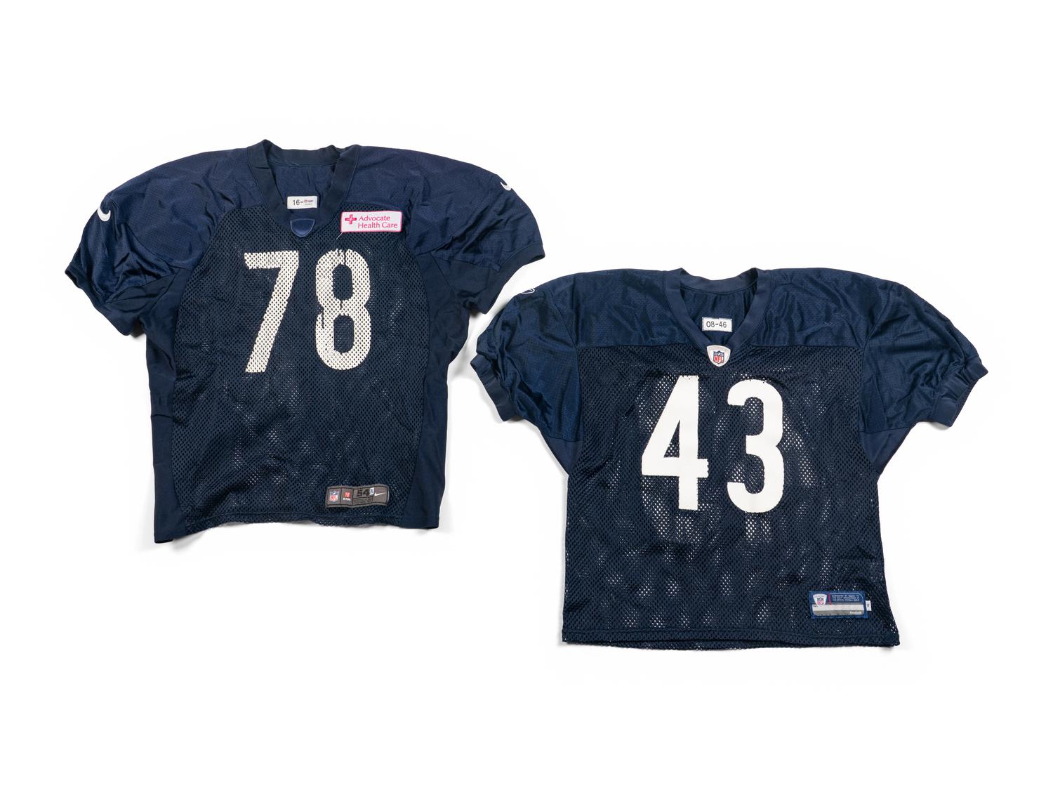 A Group of Chicago Bears Practice Worn Uniforms Jersey and Pants – Numbers 43 and 78