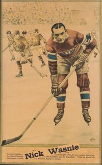 (HOCKEY) Nine large format lithographed hockey cards by La Presse, Montreal, 1930-1932.