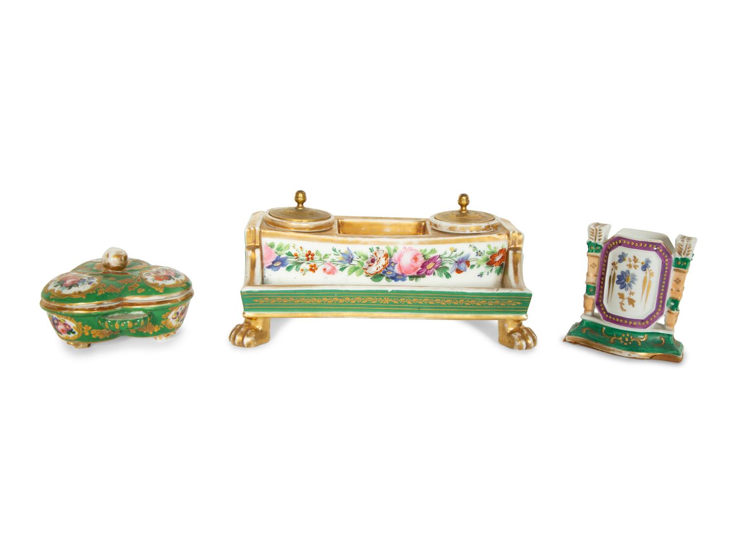Three Paris Porcelain Articles, Two by Jacob Petit