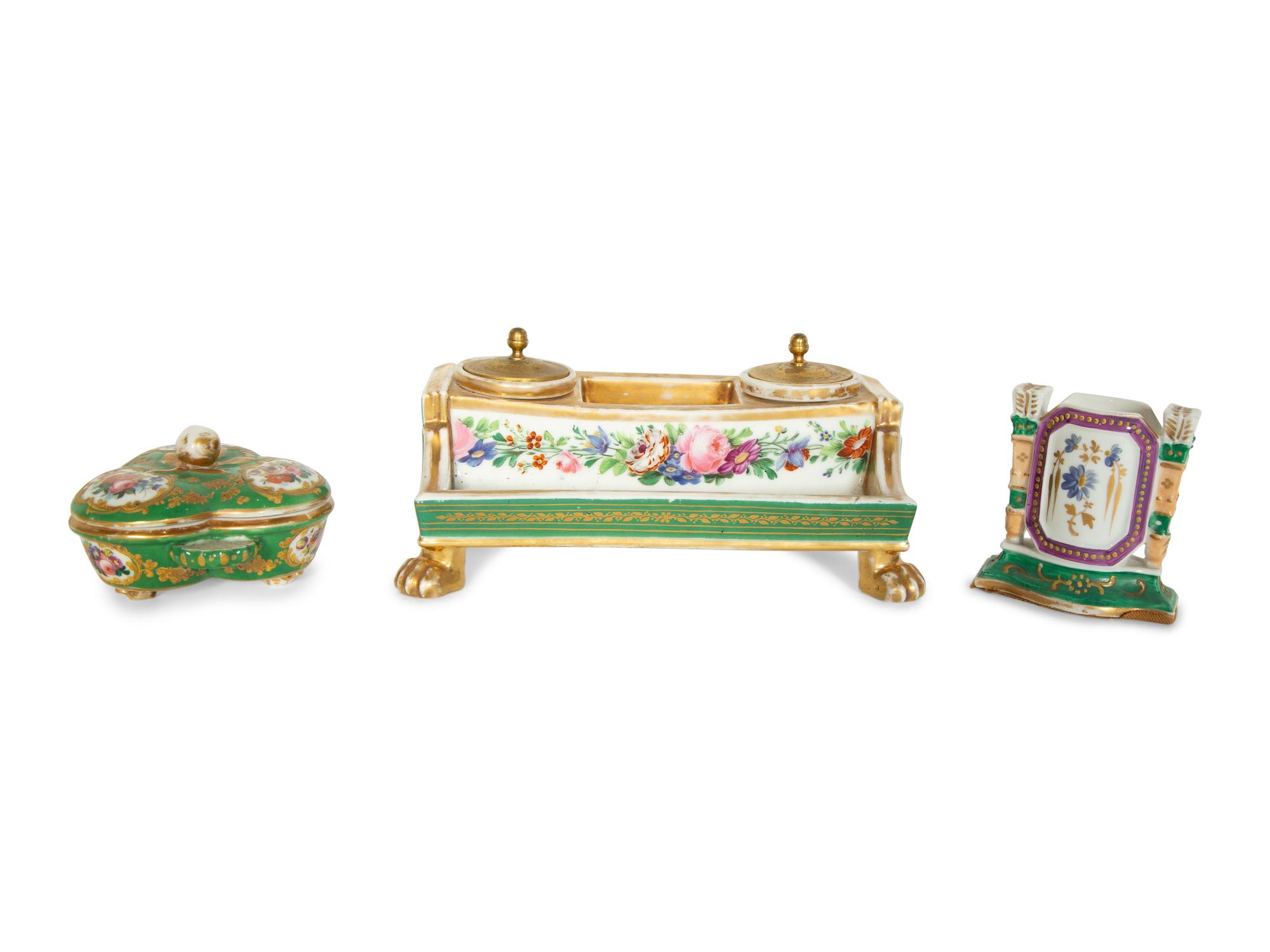 Three Paris Porcelain Articles, Two by Jacob Petit