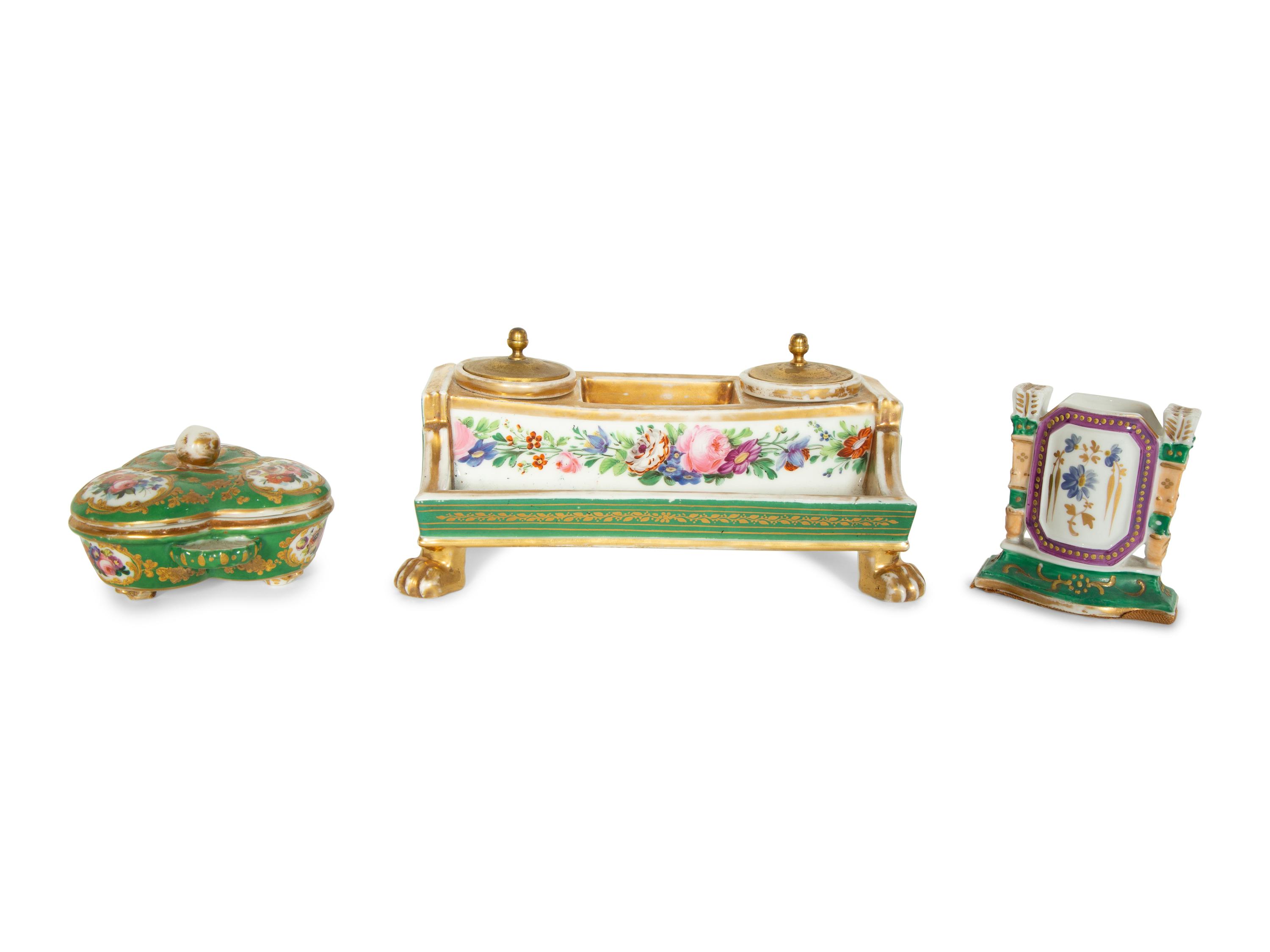 Three Paris Porcelain Articles, Two by Jacob Petit