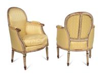 A Pair of Louis XVI Painted Bergères