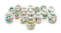 Fifteen Porcelain Ginger Jars Height of tallest 6 inches. — LATE 19TH-20TH CENTURY