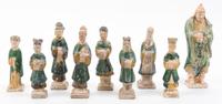 Nine Ming Style Pottery Tomb Figures Height of tallest 8 1/2 inches.