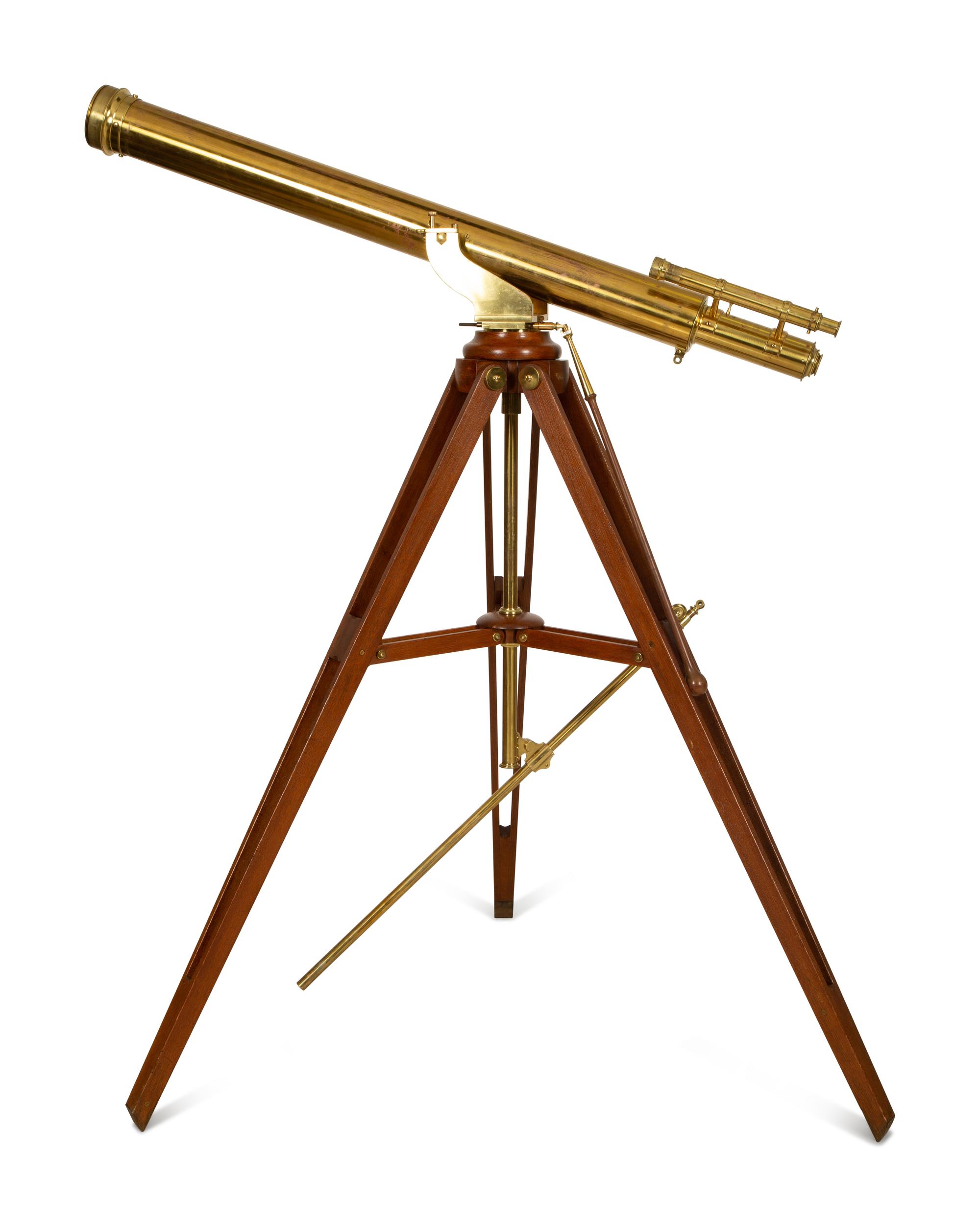 An English Brass Telescope on a Mahogany Tripod