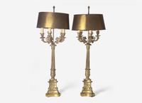 A Pair of Charles X Gilt Bronze Five-Light Candelabra