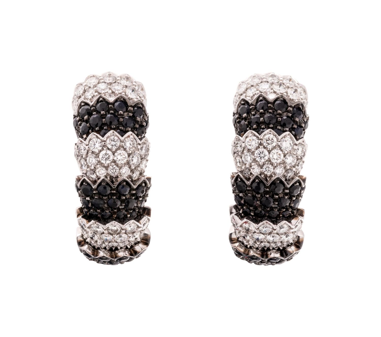 ROBERTO COIN, BLACK DIAMOND AND DIAMOND 'COBRA' EARCLIPS