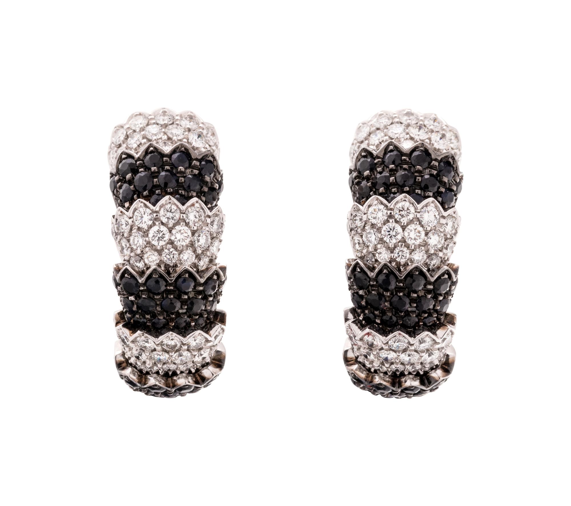 ROBERTO COIN, BLACK DIAMOND AND DIAMOND 'COBRA' EARCLIPS