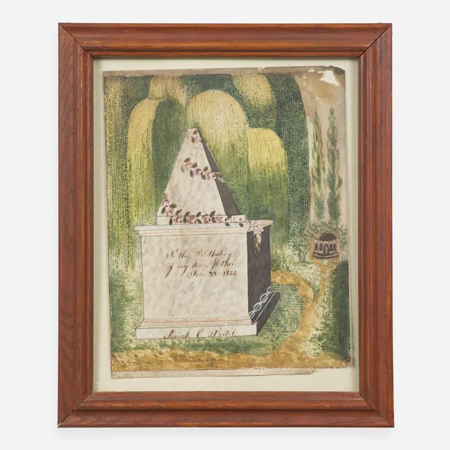 American School 19th century A Memorial Picture, signed, "Josiah C. Beilel," dated "1825"