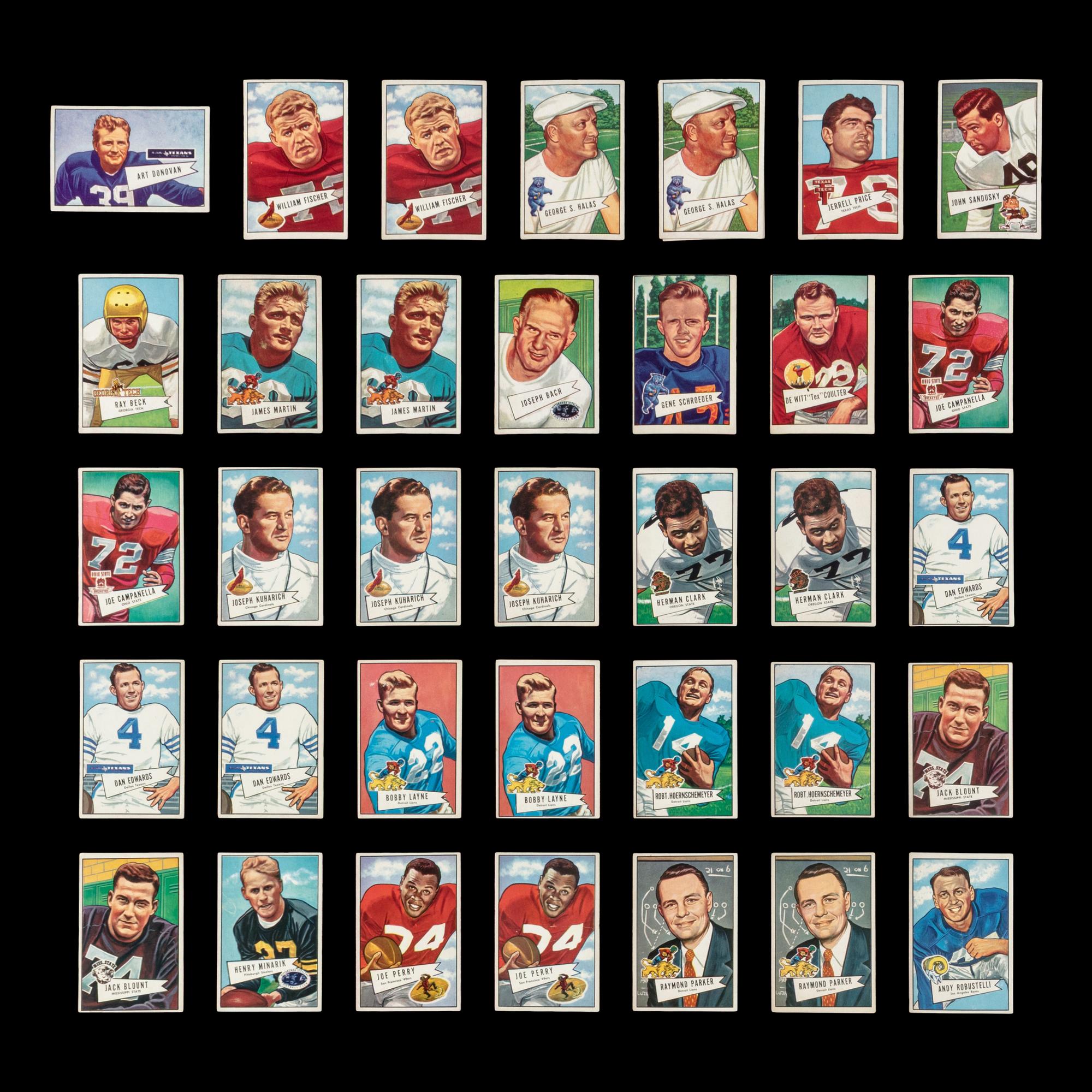 A Collection of 1952 Bowman Large and Small Football Cards Including Multiple Hall of Famers (145)