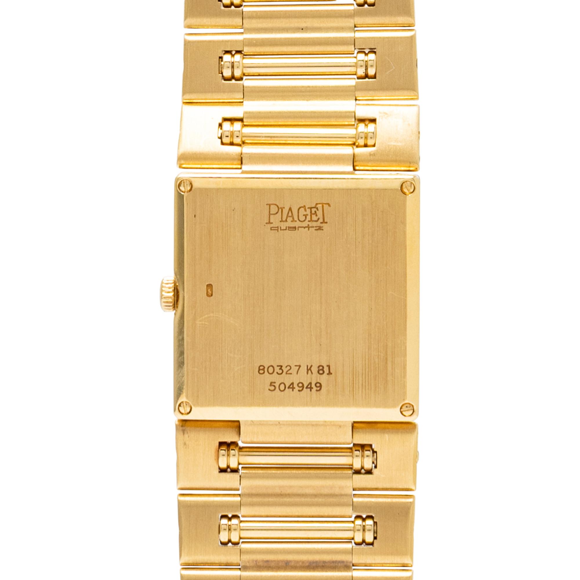 PIAGET, REF. 80327K81 'DANCER' 18K YELLOW GOLD WATCH WITH MOTHER-OF-PEARL AND DIAMOND DIAL, BOX & EXTRA LINK