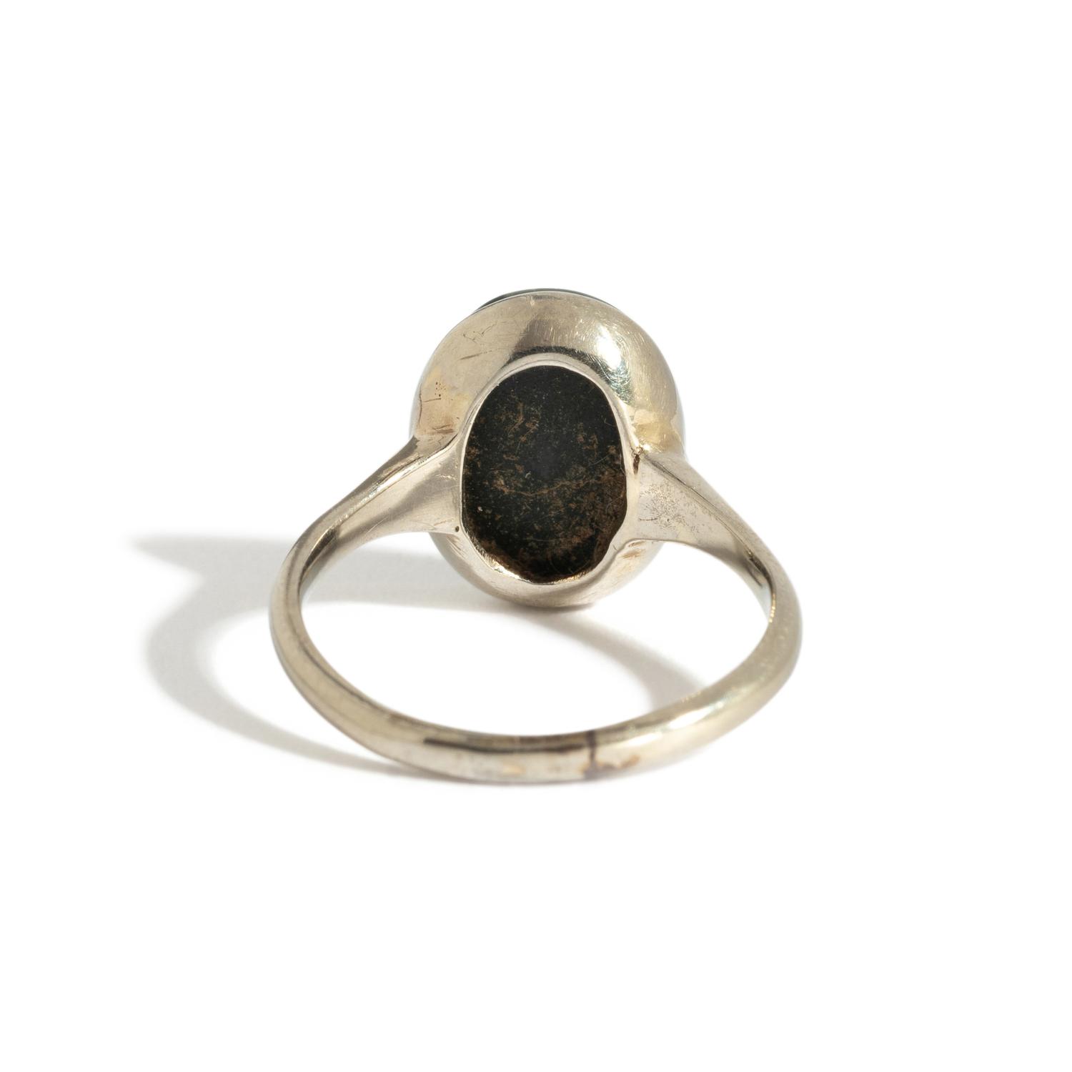 A Roman Bloodstone Ring Stone with a Head of the Goddess Minerva — Set in a silver ring