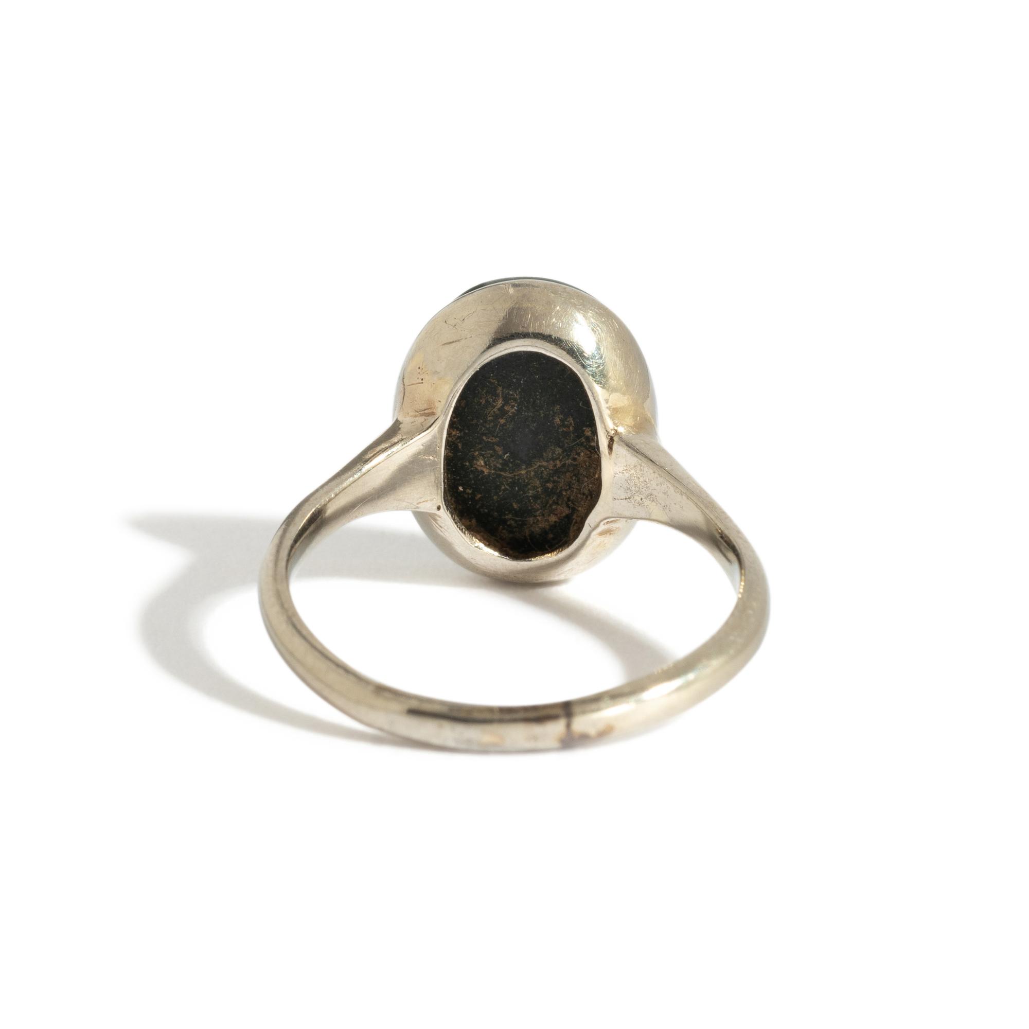 A Roman Bloodstone Ring Stone with a Head of the Goddess Minerva — Set in a silver ring