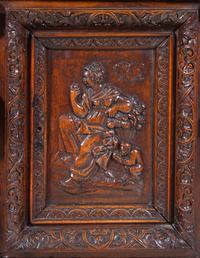A Renaissance Revival Carved Walnut Marble-Top Cabinet