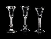 A Collection of Nine English Air Twist Wine and Ale Glasses