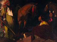 Group of Indians with Their Horses