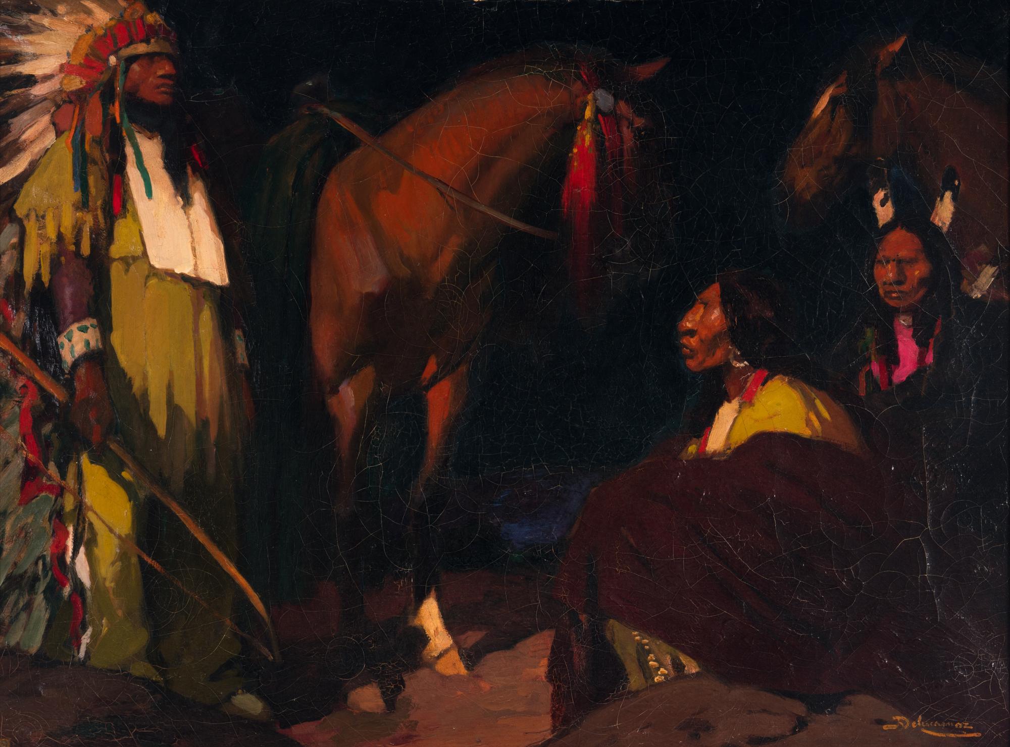 Group of Indians with Their Horses