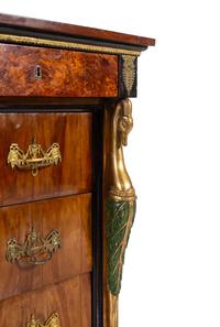 An Empire Style Parcel Gilt Walnut Commode