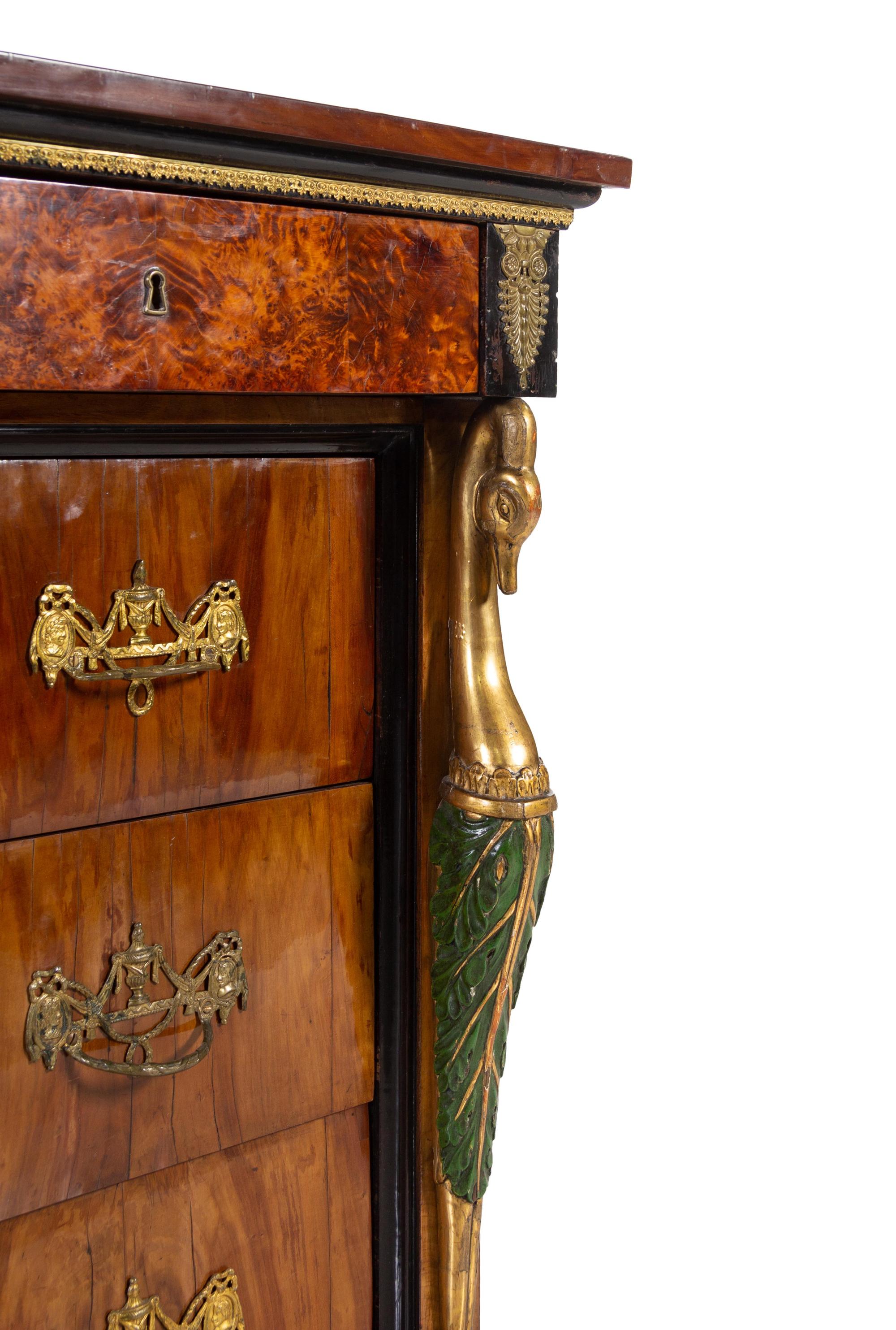 An Empire Style Parcel Gilt Walnut Commode