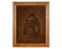 Continental School 19th century, Portrait of a Monkey with Baby