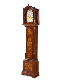 An Edwardian Mahogany and Marquetry Tall Case Clock