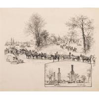 The White House - Before and After the Fire, Pen and Ink Sketch by Alfred R. Waud