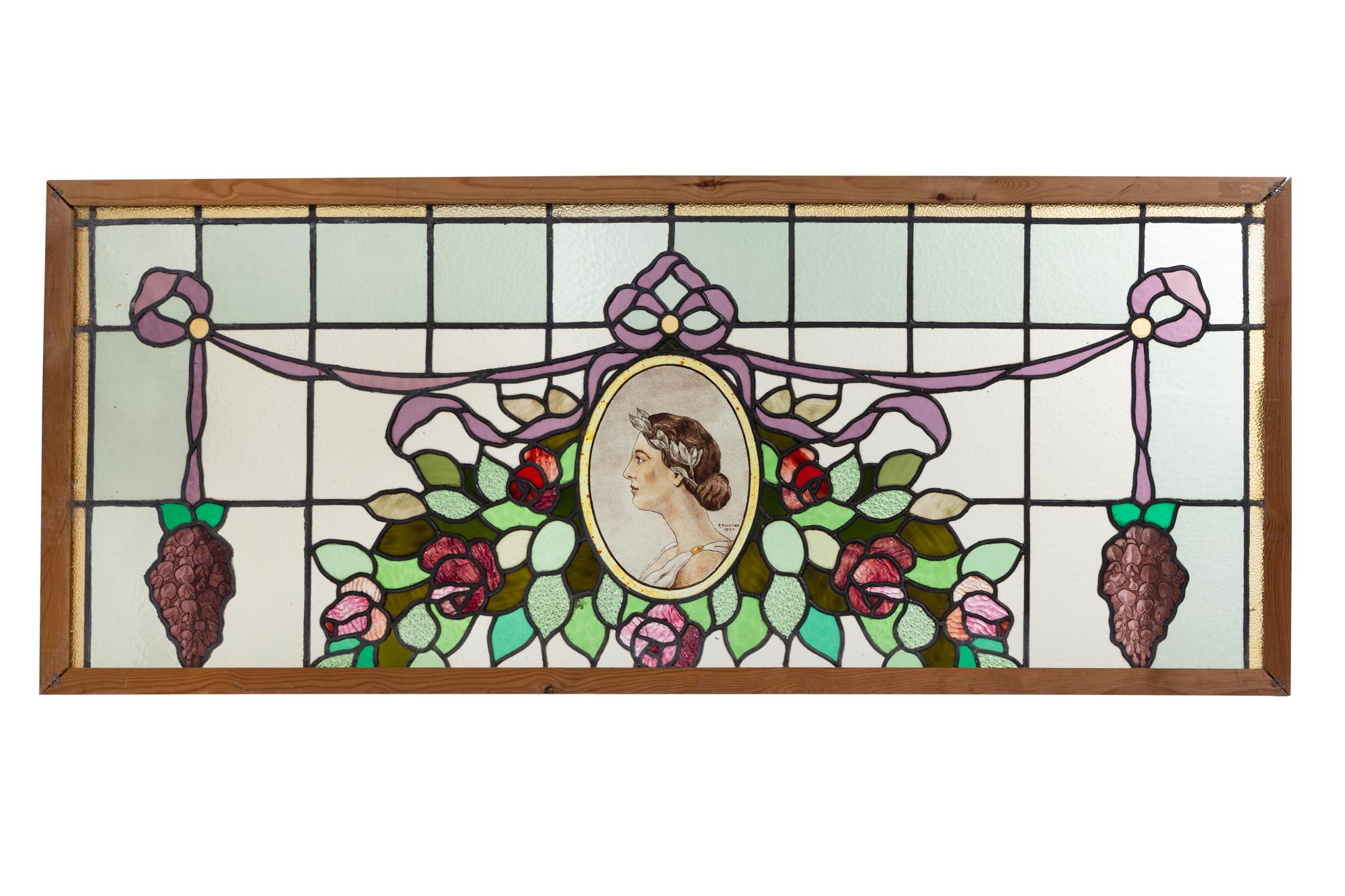 A Set of Four Continental Leaded Glass Windows