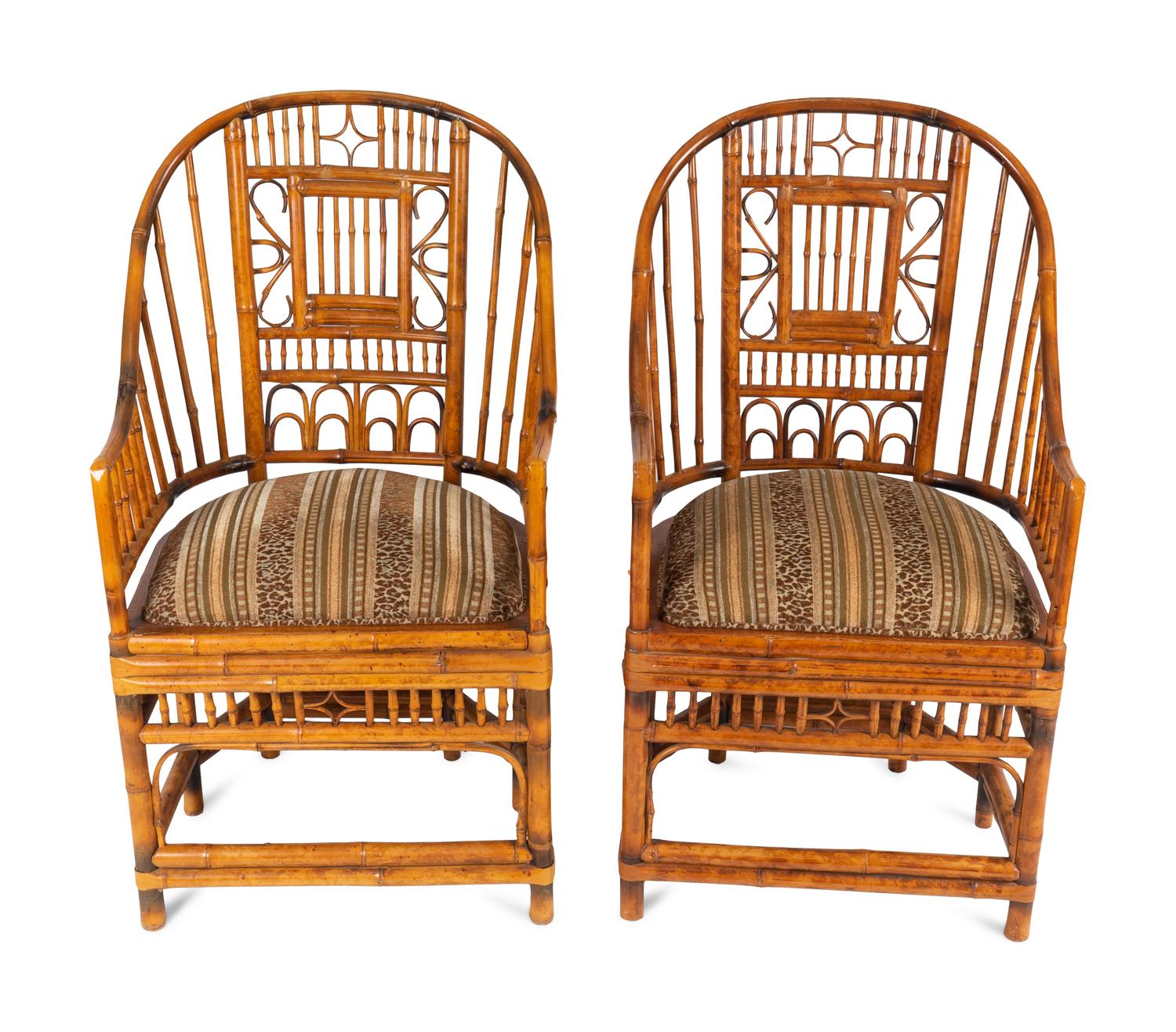 A Pair of Brighton Pavillion Style Bamboo Armchairs — EARLY 20TH CENTURY