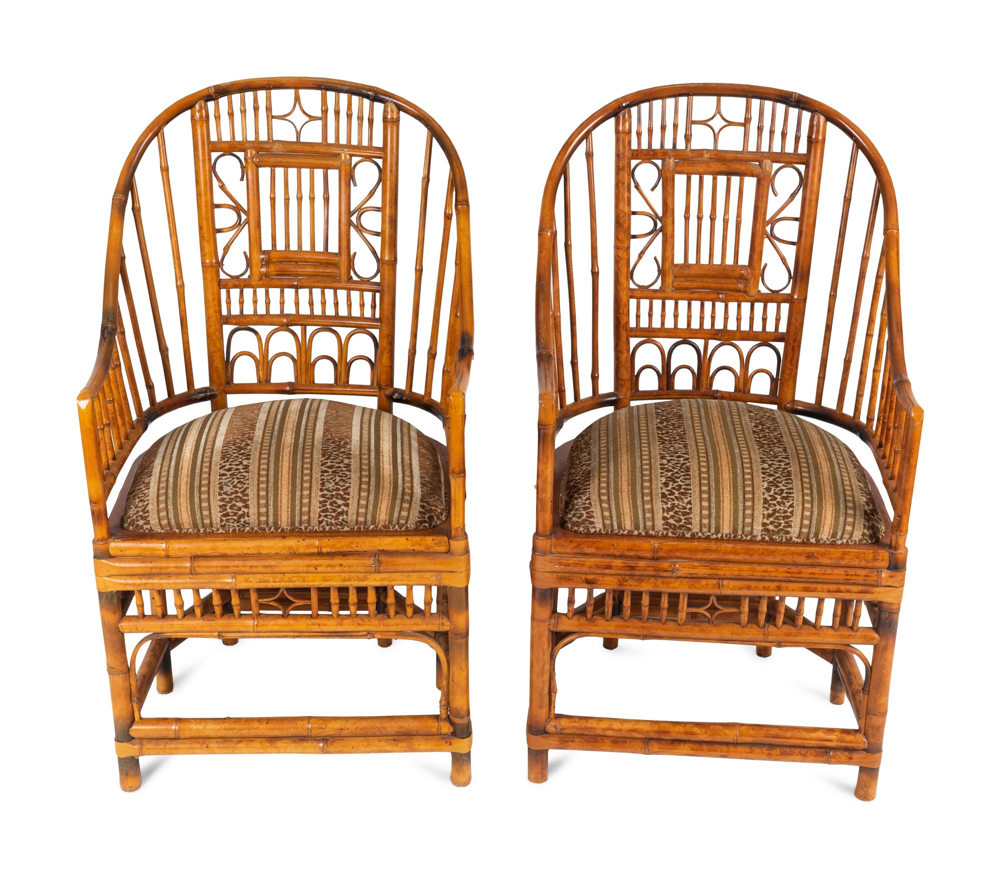 A Pair of Brighton Pavillion Style Bamboo Armchairs — EARLY 20TH CENTURY
