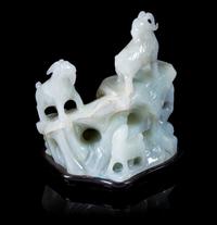A White Jade Carving of Three Rams Height 4 inches. — 20TH CENTURY