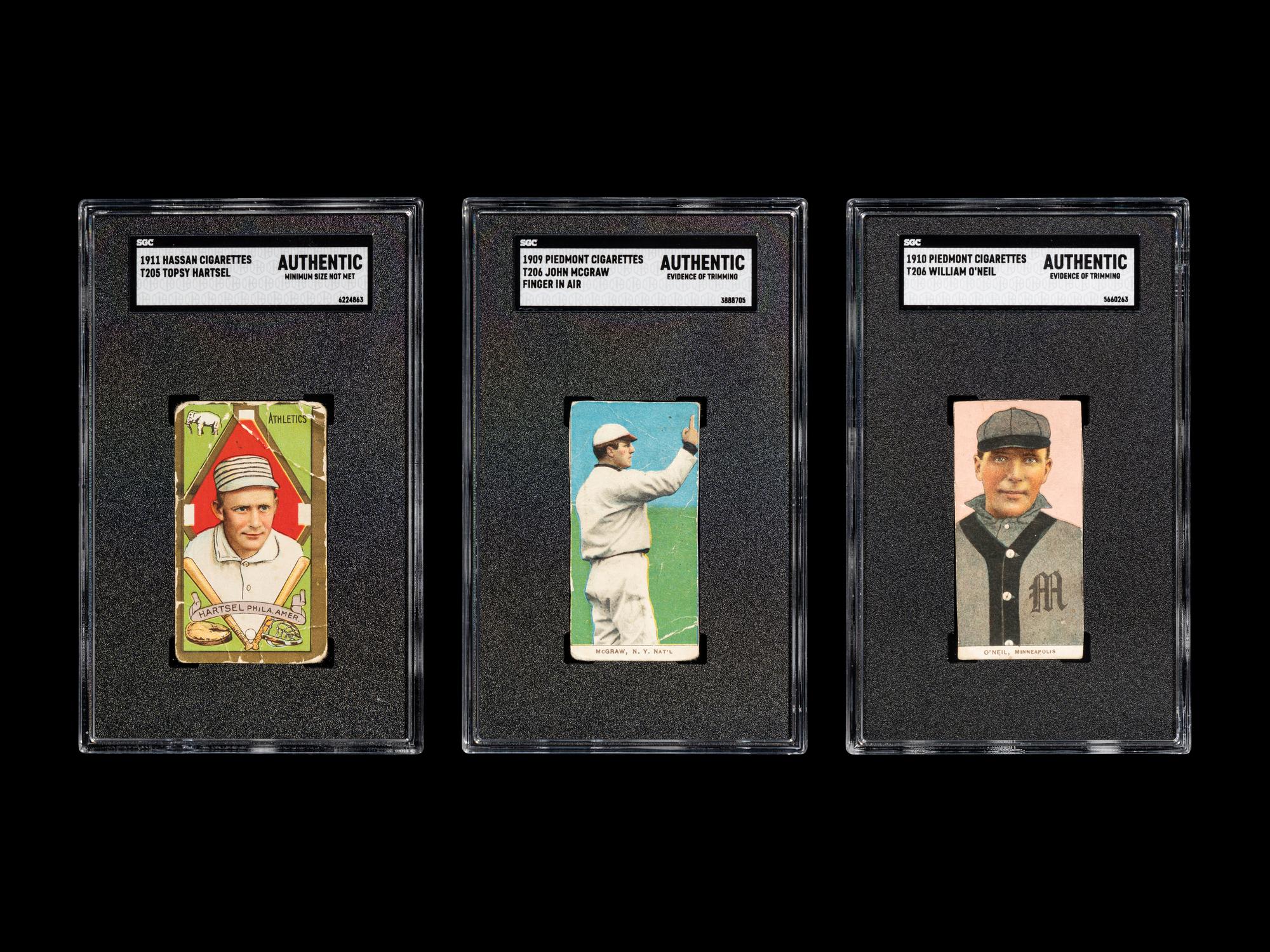 A Group of Three Early 20th Century Tobacco Baseball Cards (SGC AUTHENTIC),