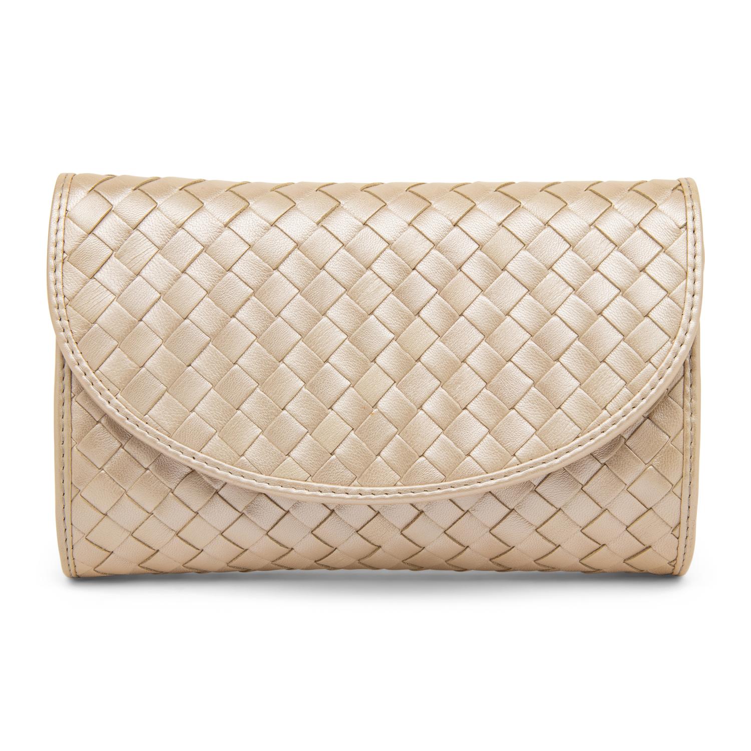 Bottega Veneta, Metallic Intrecciato Clutch/Shoulder Bag