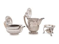 A George III Silver Teapot and Kettle on Lamp Stand