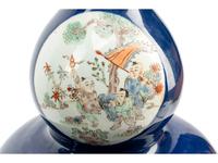 A Pair of Chinese Export Enameled Blue-Ground Double-Gourd Porcelain Vases