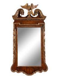 A George II Walnut and Parcel Gilt Mirror