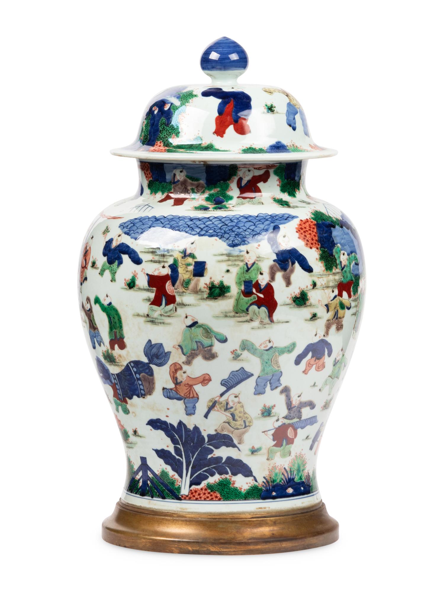 A Pair of Large Wucai Porcelain Jars