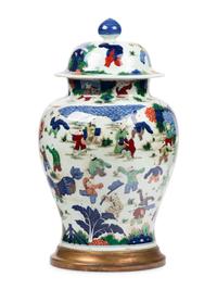 A Pair of Large Wucai Porcelain Jars