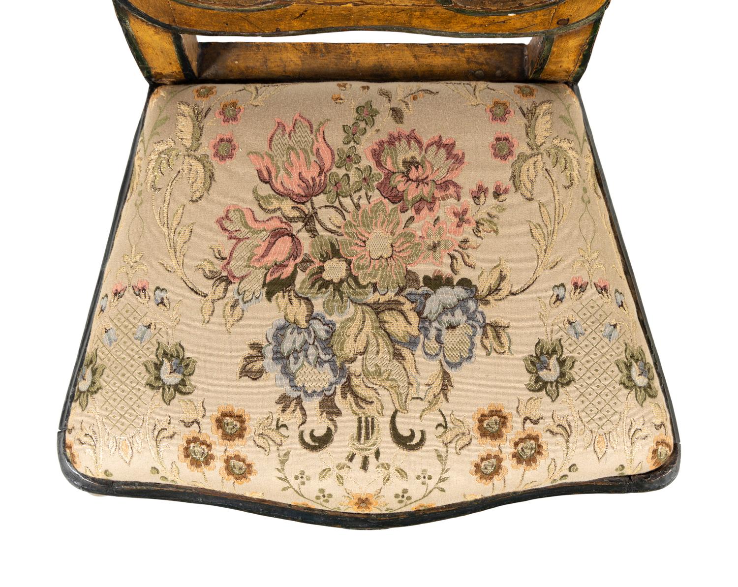 A Pair of North Italian Polychrome Painted Side Chairs