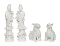 Two Pairs of Blanc-de-Chine Figures