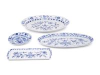 Six Meissen Blue Onion Porcelain Serving Articles