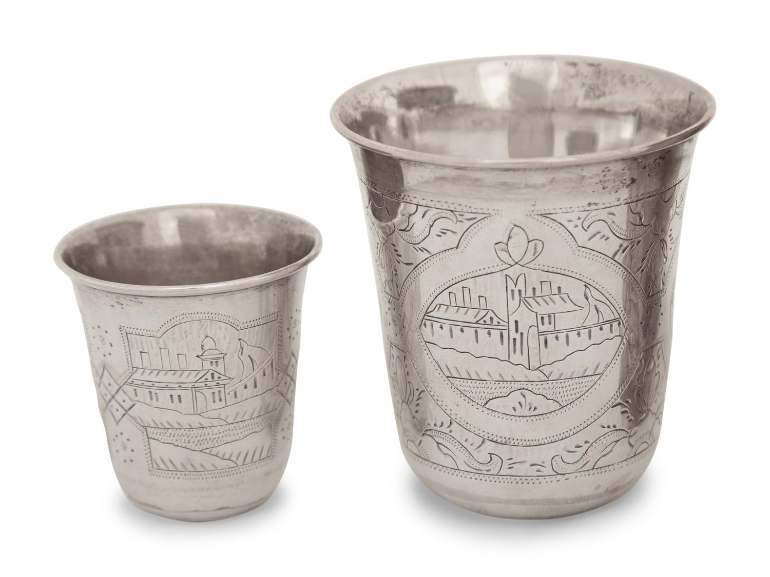 Five Russian Silver Vodka Cups