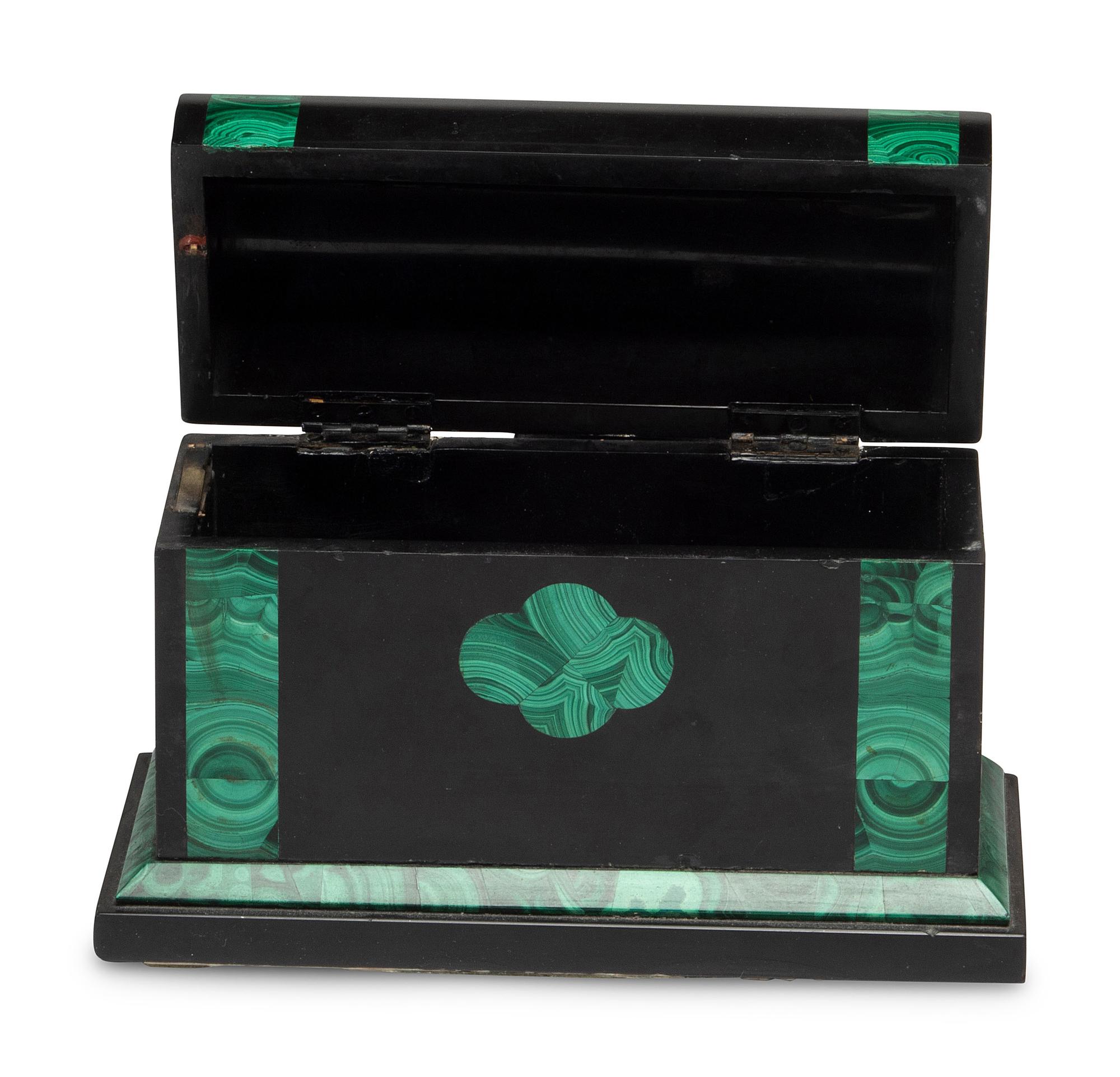 A Malachite Veneered Table Casket