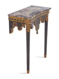 An Italian Painted and Parcel Gilt Marble-Top Console Table
