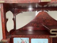 A Japanese lacquer display cabinet with cloisonné panels 日本漆器立柜及底座 Late Meiji period ????