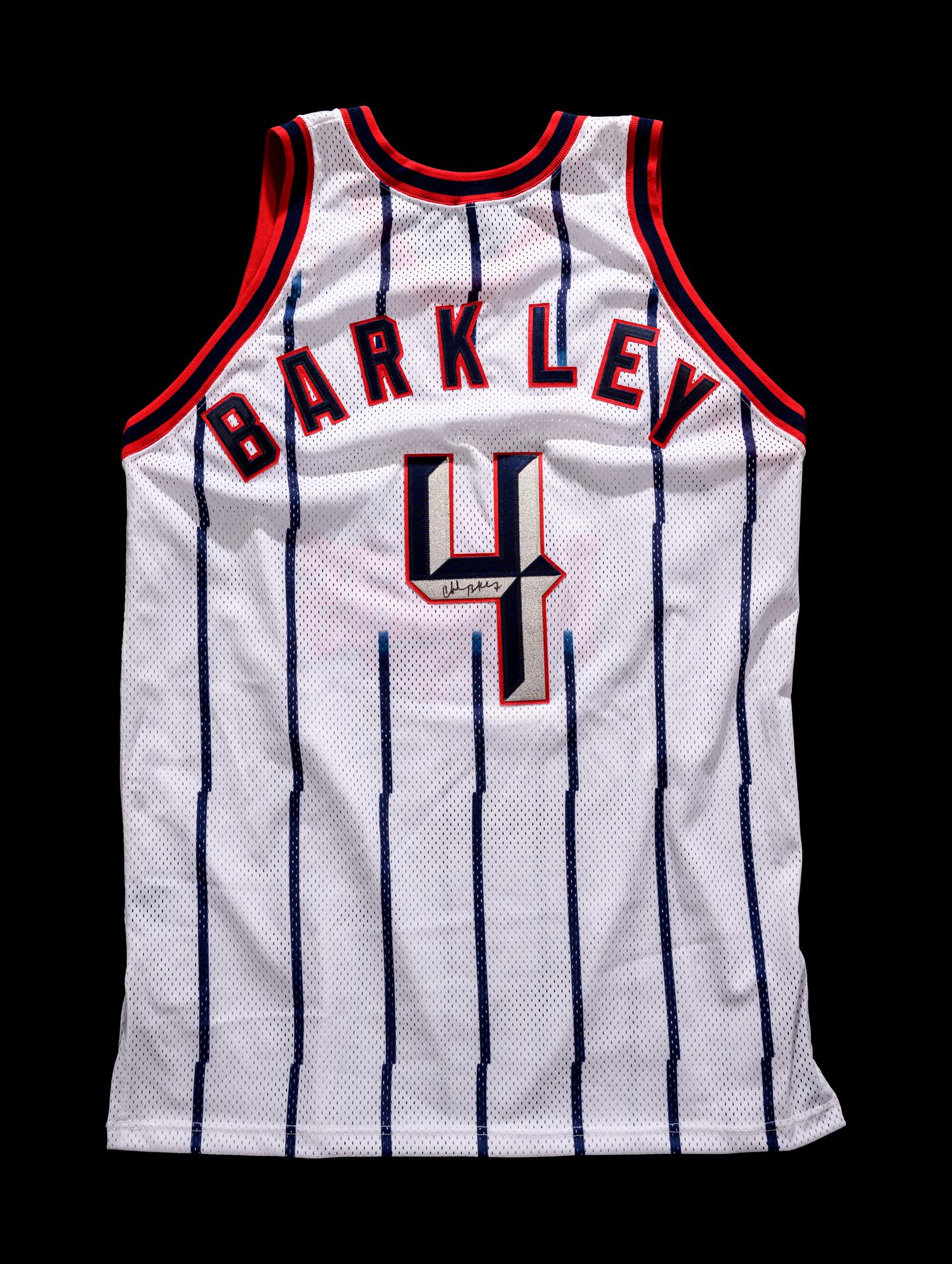A Group of Magic Johnson and Charles Barkley Signed NBA Hall of Fame Jerseys Basketball Sourced from Michael Jordan's J.U.M.P. Agency,