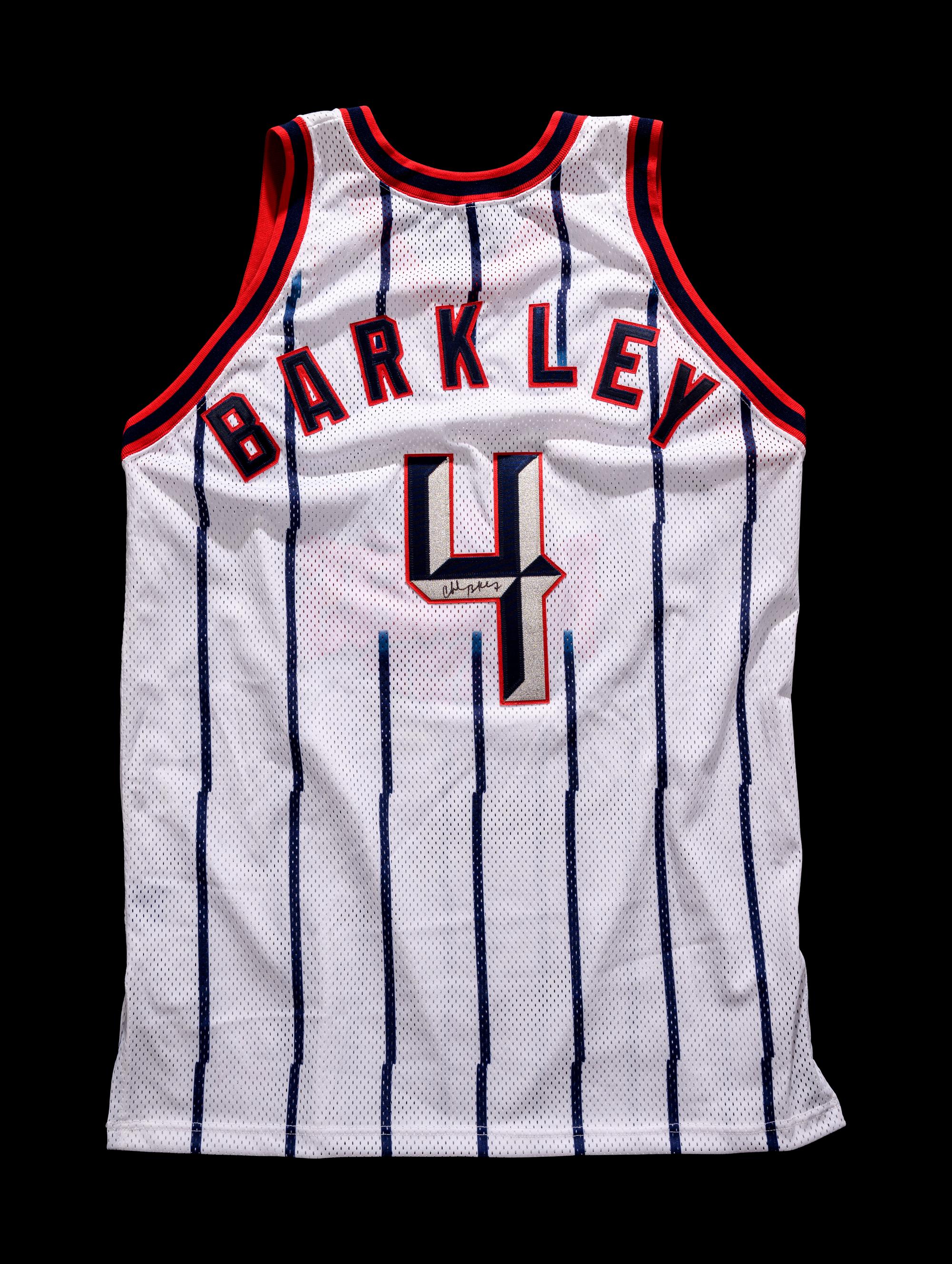 A Group of Magic Johnson and Charles Barkley Signed NBA Hall of Fame Jerseys Basketball Sourced from Michael Jordan's J.U.M.P. Agency,