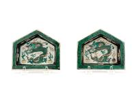A Pair of Chinese Famille Verte 'Dragon' Porcelain Sweetmeat Dishes